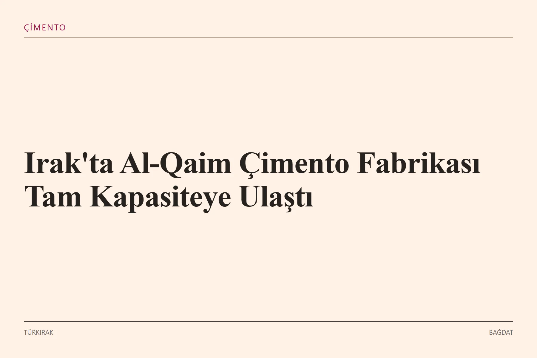 Grafik: Al-Qaim çimento fabrikası 840.000 ton/yıl tam kapasite